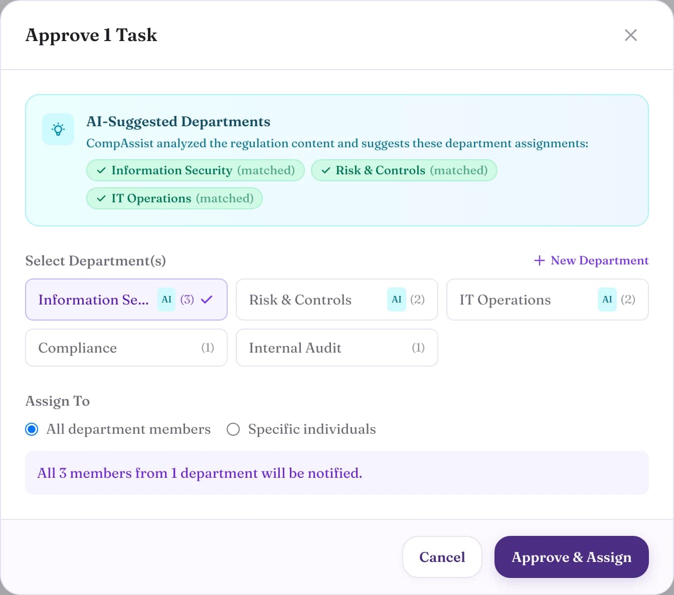 Automated task routing and department assignment
